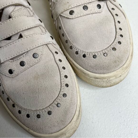 Coach Suede High Top Cream Rivets Buckles Retro Moto Zipper Sneaker Women 8.5 - Picture 6 of 15